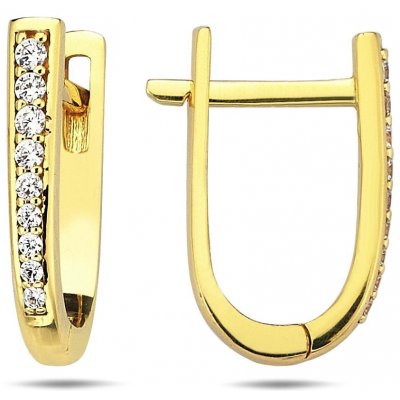 Lillian Vassago zlaté náušnice se zirkony na francouzský patent LLV98-GER099 – Zboží Dáma