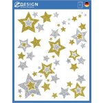 Avery Z-Design Dekorace na okno se třpytkami hvezdy zlaté a stříbrné 52952 – Hledejceny.cz