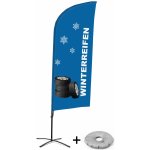 Jansen Display Kompletní sada reklamní vlajky ve tvaru křídla, Zimní pneumatiky, německy Křížová Základna, 1273 x 3030 mm – Zboží Dáma