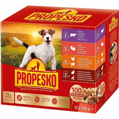 Propesko Adult kuřecí/jehněčí krůta králík s mrkví 12 x 100 g – Sleviste.cz
