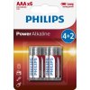 Baterie primární Philips AAA 6ks LR03P6BP