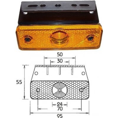 Svítilna poziční led oranžová s odrazkou a držákem 90° flatpoint 24v/1,3w 95x55x74,3 21220001_A, , , – Hledejceny.cz