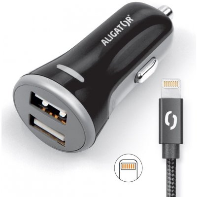 Nabíječka do auta ALIGATOR iPhone/iPad 2xUSB výst. 3.4A, smart IC, black – Zbozi.Blesk.cz