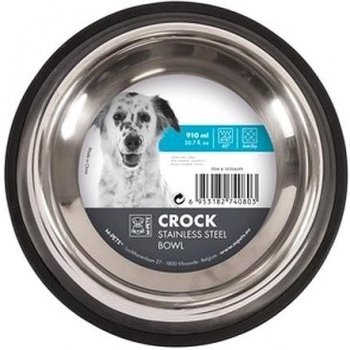 M-Pets Crock Miska nerezová s gumou L 0,91 l