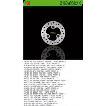 Přední brzdový kotouč NG Honda 50 SC 01 SR 1990 - 1993