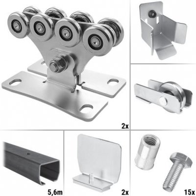 CAIS 7.1 - sestava pro výrobu pojezdu posuvné nesené brány do průjezdu 4 m a 325 kg, profil bez úpravy – Zboží Mobilmania