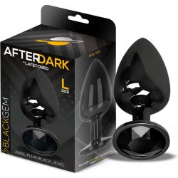 AfterDark Blackgem Metalic Butt Plug with Black Jewel Size L