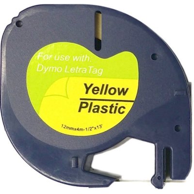 Páska - DYMO - typ 59423, S0721570 - 12 mm žlutá - černý tisk (Plastic pro LetraTag) - kompatibilní – Hledejceny.cz