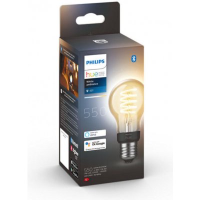 Philips Hue Bluetooth LED White Ambiance filamentová žárovka 8719514301429 E27 A60 7W 550lm 2200-4500K černá, stmívatelná Studená bílá