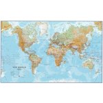 Maps International Svět - nástěnná fyzická mapa 135 x 85 cm Varianta: bez rámu v tubusu, Provedení: laminovaná mapa v lištách – Sleviste.cz