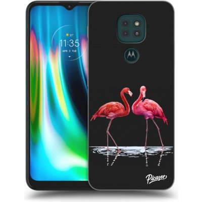 Pouzdro Picasee silikonové černé obal Motorola Moto G9 Play - Flamingos couple