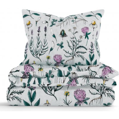 MKLuzkoviny.cz bavlna povlečení Renforcé Herbář mentolový 140x200 70x90 – Zboží Mobilmania