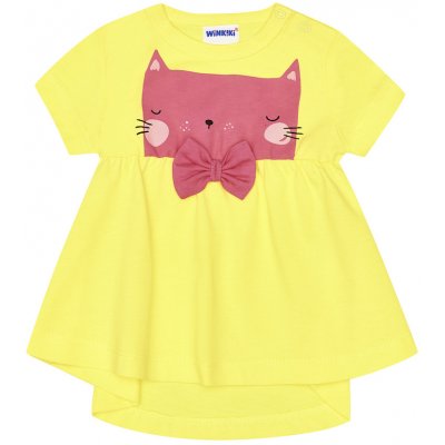 Winkiki Kids Wear Dívčí šaty Cat žlutá – Zboží Mobilmania