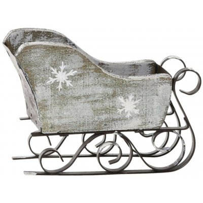 Zinkové antik kovové zdobené sáňky s vločkami Christmas - 10*5*12 cm - Chic Antique – Hledejceny.cz