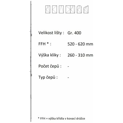 ROTO NX Lišta převodu variabilní Gr.400 / 520-620 / 0 – Sleviste.cz