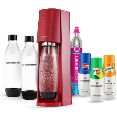 SodaStream Terra Red + 2 láhve Fuse 1l + Sirup Pepsi 440 ml + Sirup 7UP 440 ml + Sirup Mirinda 440 ml – Zboží Mobilmania