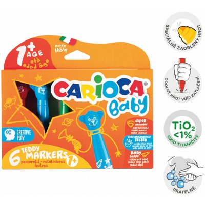 Dětské fixy Carioca Baby Teddy, 6 barev – Zboží Mobilmania