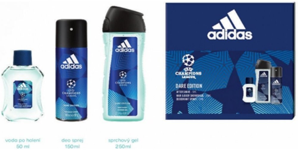 Adidas UEFA Champions League Dare Edition VI voda po holení 50 ml +  sprchový gel 250 ml + deodorant sprej 150 ml dárková sada | Srovnanicen.cz