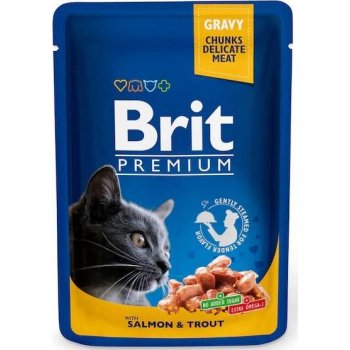 Brit Premium Cat Pouches with Salmon & Trout 24 x 100 g