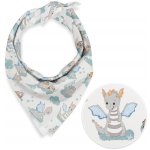 Biante Dětský bavlněný šátek Sandra SA-689 Dráčci s medvídky na modrozelených obláčcích na bílém – Zboží Dáma