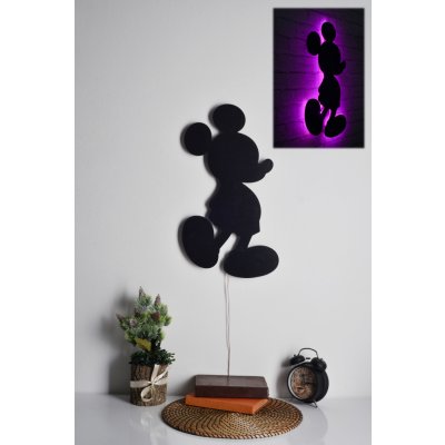 ASIR Nástěnná dekorace s led osvětlením MICKEY MOUSE fialová 30 cm – Zboží Mobilmania