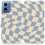 Mobiwear Knížkové Motorola Moto G34 5G VA59S Modrá a béžová šachovnice – Zboží Mobilmania