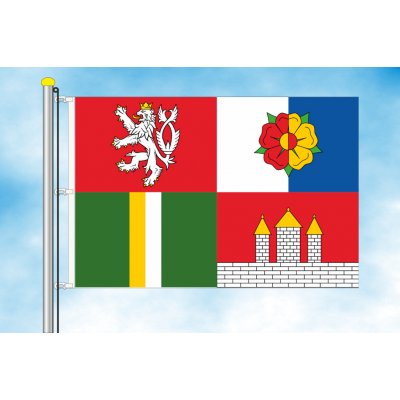 LIBEA, s.r.o. Vlajka Jihočeského kraje Rozměr: 100×150 cm, Uchycení: Karabiny na stožár – Hledejceny.cz