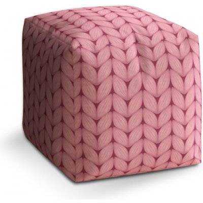Sablio taburet Cube růžové pletení z vlny 40x40x40 cm – Zboží Mobilmania
