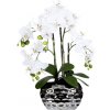 Květina Umělá Orchidej bílá v květináči, 55cm