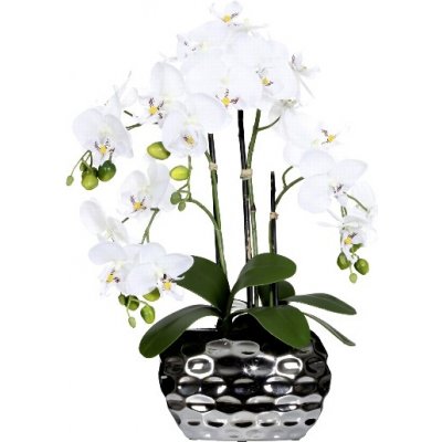 Umělá Orchidej bílá v květináči, 55cm – Zboží Mobilmania