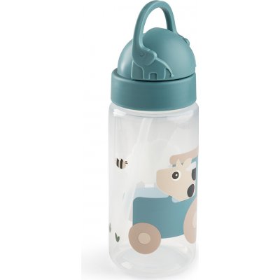 DONE BY DEER Dětská láhev s brčkem Tiny Farm 350 ml modrá – Zboží Dáma
