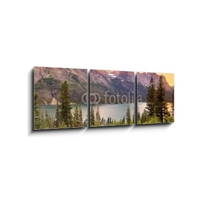 Obraz 3D třídílný - 150 x 50 cm - Glacier national park in evening sun light Glacier národní park ve večerním slunci – Zboží Mobilmania