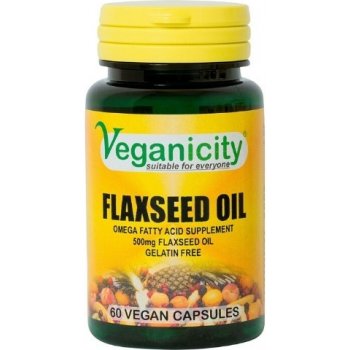 Veganicity Lněný olej 500 mg zdroj Omega-3 6 a 9 60 kapslí