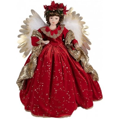 Červený hrající Anděl v šatech a svítícími křídly Angel Chris led 50*30*65 cm Clayre & Eef – Sleviste.cz