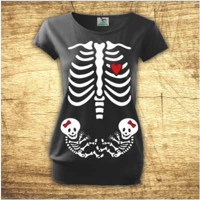 Bezvatriko tričko pro těhotné maminky Kostřičky dvojčátka černá – Zboží Dáma