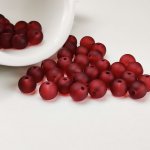 Skleněné korálky matné - 6 mm, vínové – Zboží Dáma