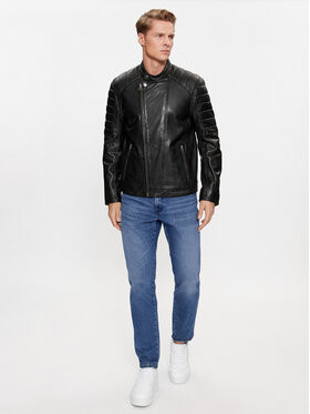 Pepe Jeans kožená bunda Brewster PM402847 černá