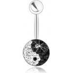 Šperky eshop piercing z chirurgické oceli stříbrná blýskavý symbol jin a jang zirkonky SP30.31 – Hledejceny.cz