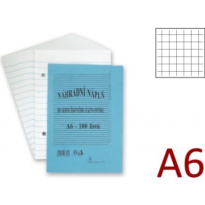 HIT OFFICE Náplň do záznamníku A6 čtverečkovaná 100 listů – Zboží Dáma