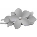 Spona na vlasy s květem a perličkou Barva: šedá – Zboží Mobilmania