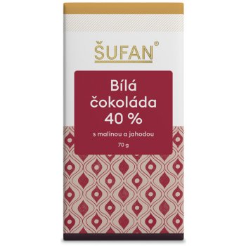Šufan Bílá 40% čokoláda s malinou a jahodou 70 g