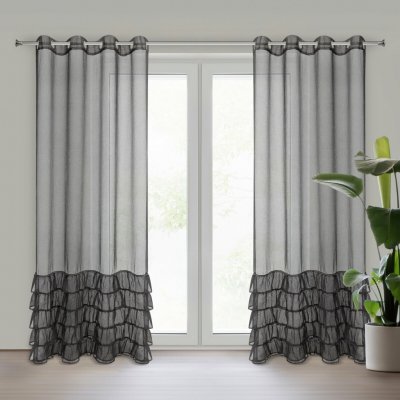 EUROFIRANY ZÁCLONA NA KROUŽČÍCH CARLI 140X250 CM ČERNÁ – Hledejceny.cz