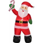 HOMCOM Nafukovací Santa Claus s cukrovou hůlkou a LED osvětlením | 140x85x250 cm – Hledejceny.cz