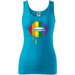 Dobrý Triko dámské tílko s potiskem Pride ústa Tyrkysová – Zboží Dáma