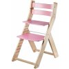 Jídelní židlička Wood Partner Sandy natur lak/růžová