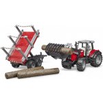 Bruder 2046 Massey Ferguson 7480 s čelním nakladačem a přepravníkem dřeva 1:16 – Hledejceny.cz