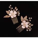 B TOP Sada 2 ks pozlacených hřebínků do vlasů s květem, perlami a krystaly – Sleviste.cz
