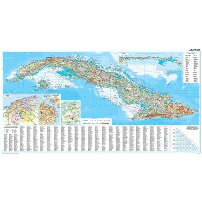 Gizi Map Kuba - nástěnná mapa 122 x 64 cm Varianta: bez rámu v tubusu, Provedení: laminovaná mapa v lištách