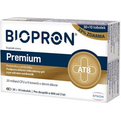 Biopron Premium probiotika a prebiotika při a po užívání antibiotik 30+10 tobolek – Hledejceny.cz