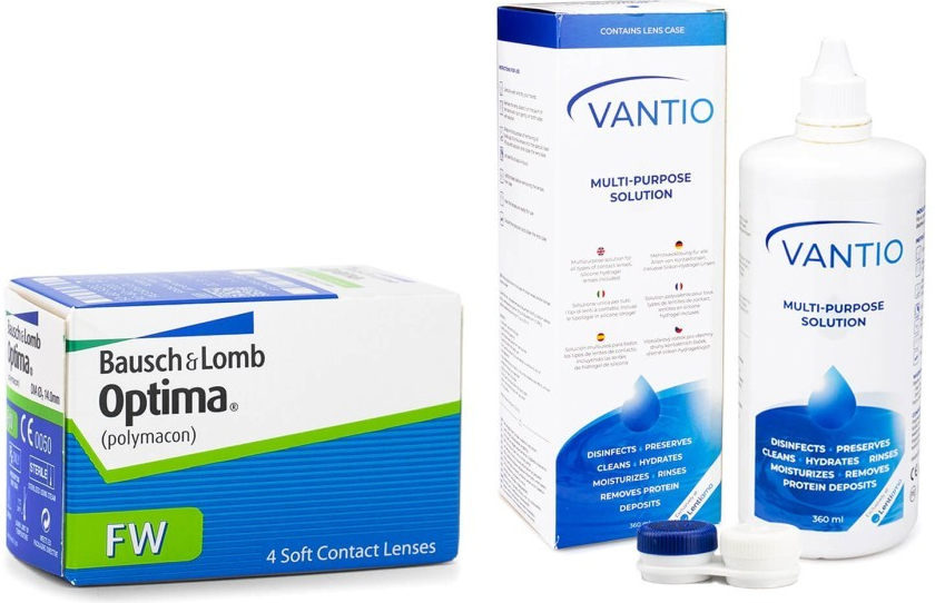 Bausch & Lomb Optima FW čtvrtletní 4 čočky + Vantio Multi-Purpose 360 ml s pouzdrem